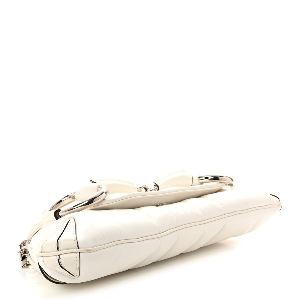 Nappa Vertical Matelasse Medium Maxi Horsebit Chain Shoulder Bag Mystic White