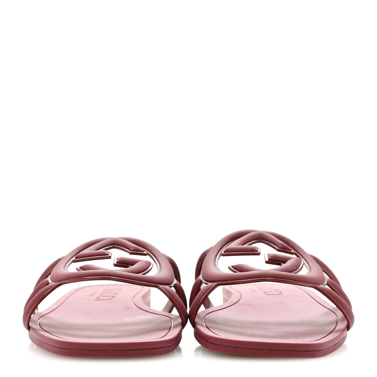 Rubber Womens Interlocking G Slide Sandals  39 Rosso Ancora