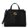 Calfskin Matelasse Small GG Marmont Tote Black