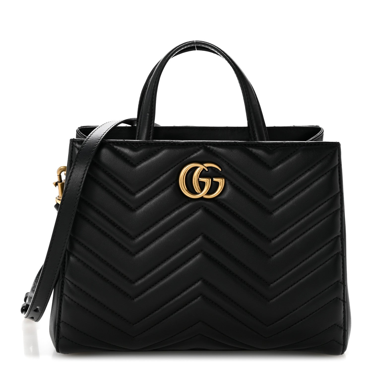 Calfskin Matelasse Small GG Marmont Tote Black