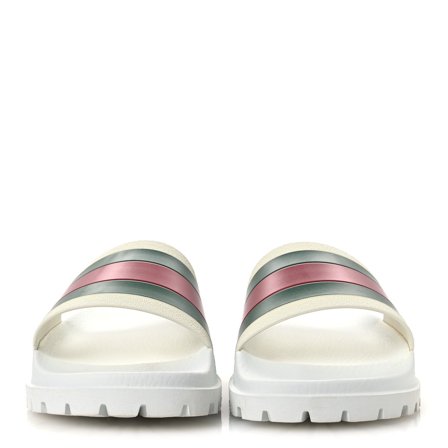 Rubber Web Mens Lug Sole Slide Sandals Great 10 White Green Red