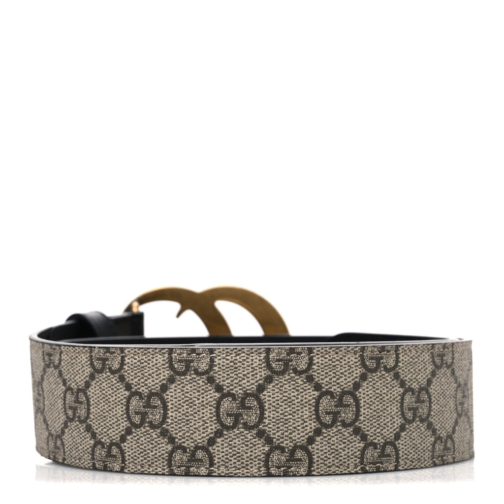 GG Supreme Monogram Matte Plutone Calfskin Double G 40mm Belt 75 30 Beige Ebony Black