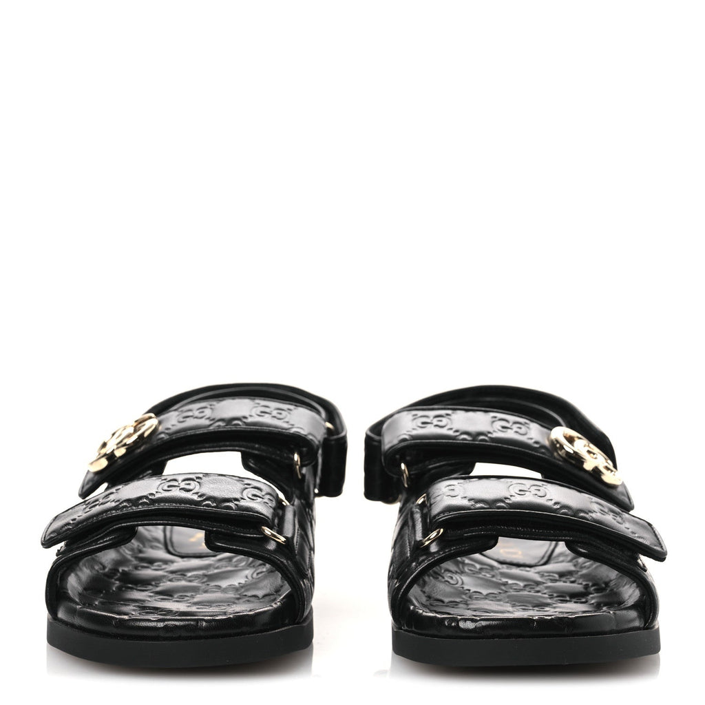 Guccissima GG Embossed Womens Sandals 37 Black
