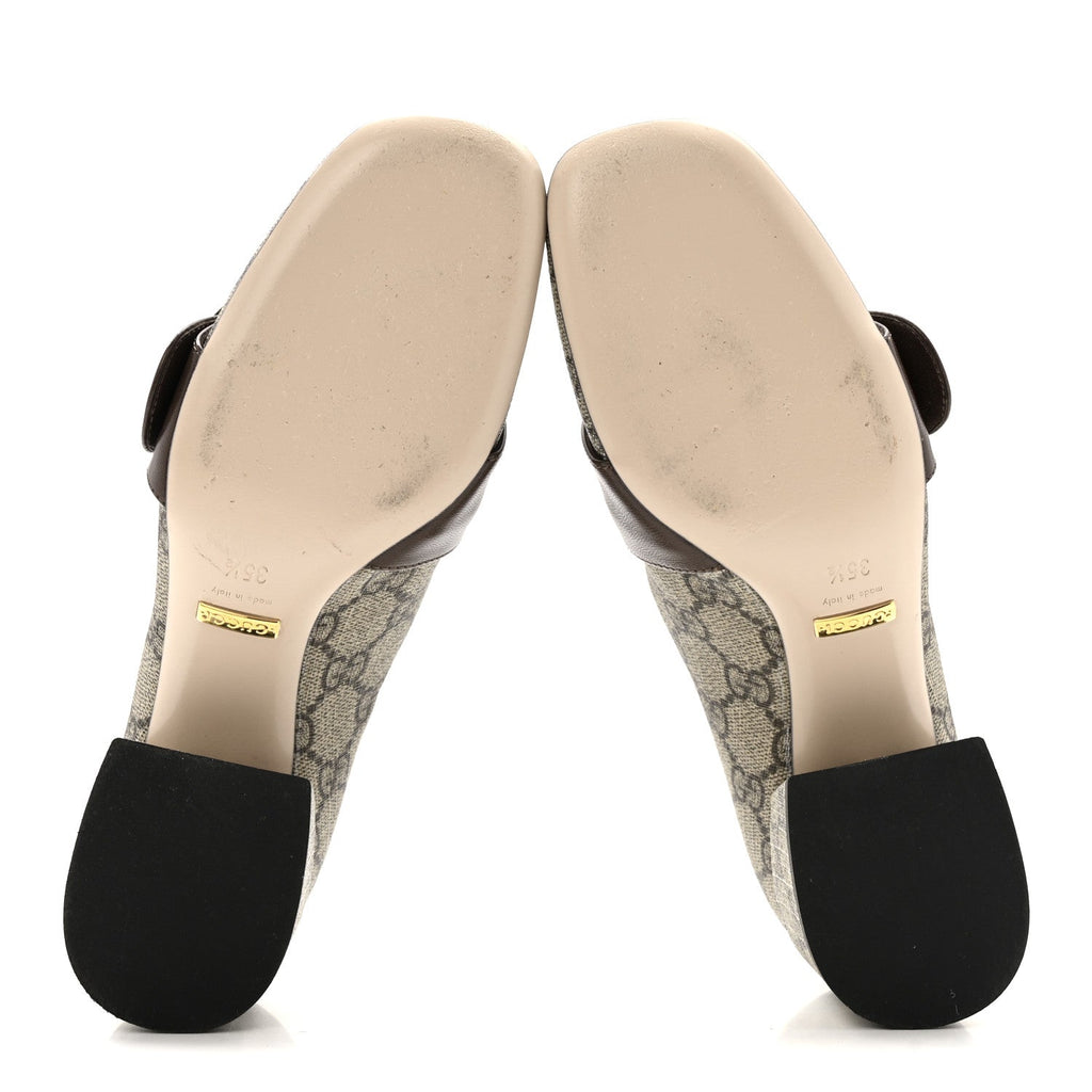 GG Supreme Monogram Malaga Kid Blondie Pumps 35.5 Beige Ebony New Acero