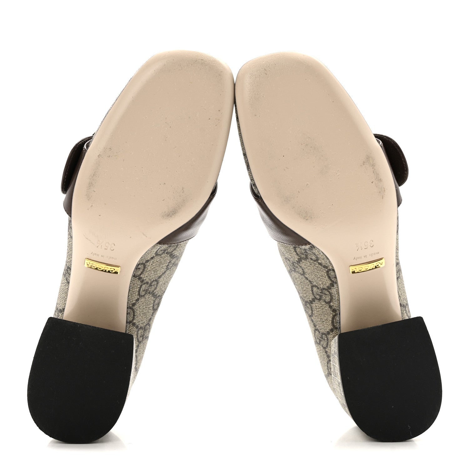 GG Supreme Monogram Malaga Kid Blondie Pumps 35.5 Beige Ebony New Acero
