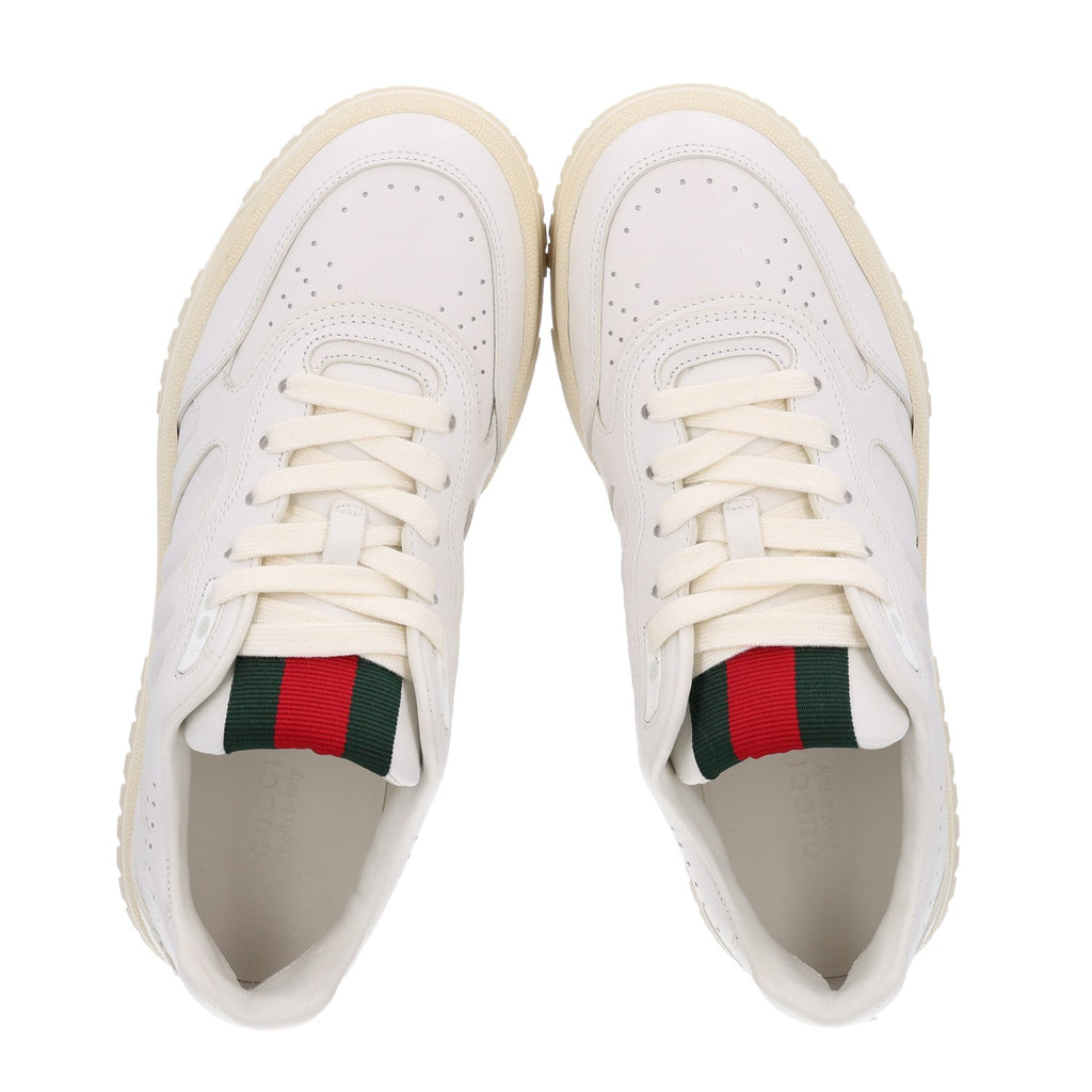 Calfskin Suede Womens Re-Web Sneakers 38.5 White Red