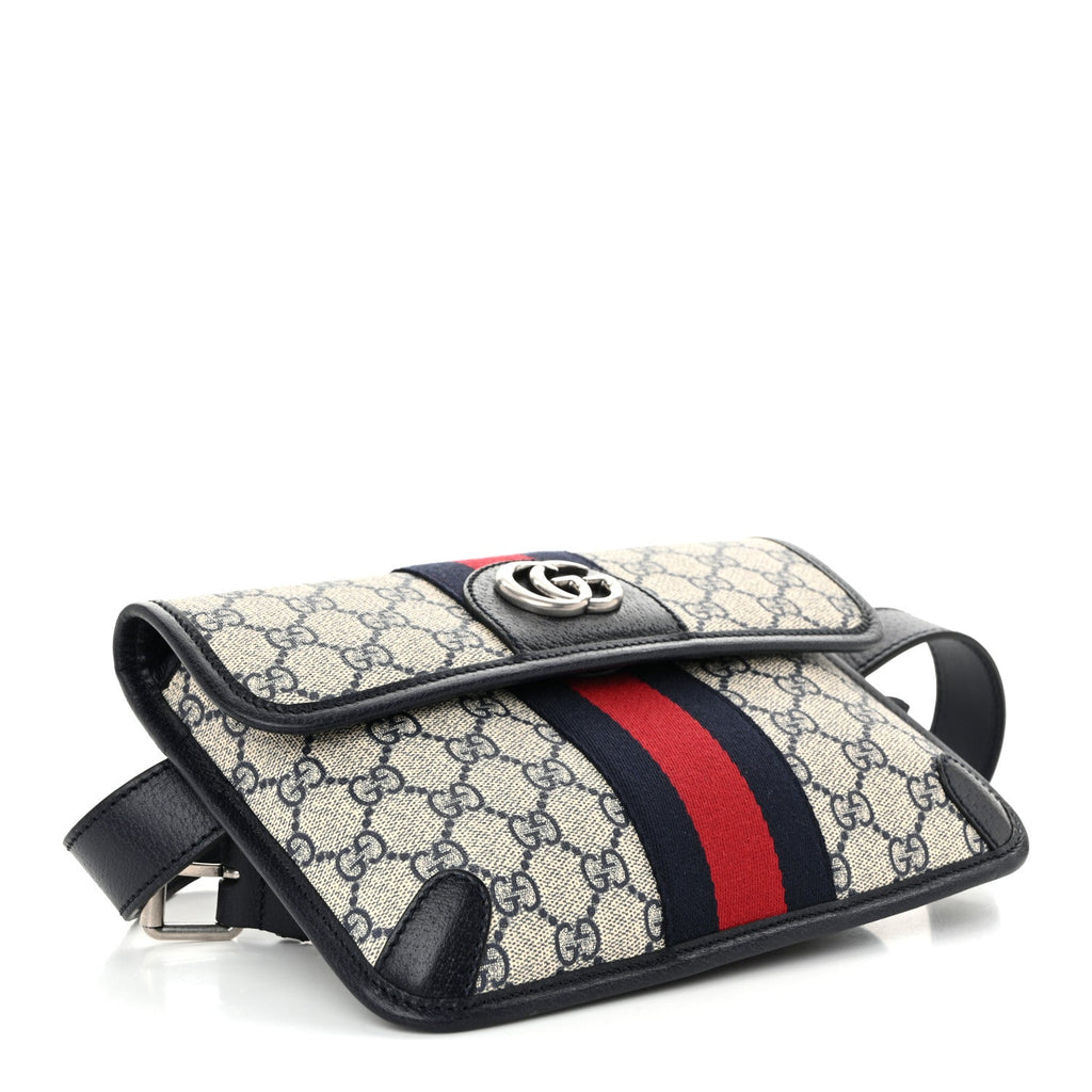 GG Supreme Monogram Web Small Ophidia Belt Bag 90 36 Beige Navy