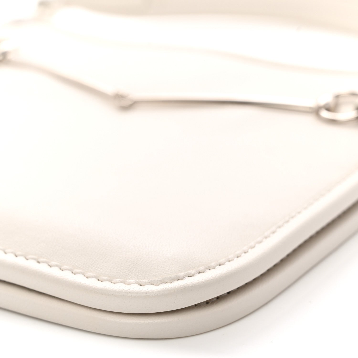 Calfskin Horsebit Slim Shoulder Bag White