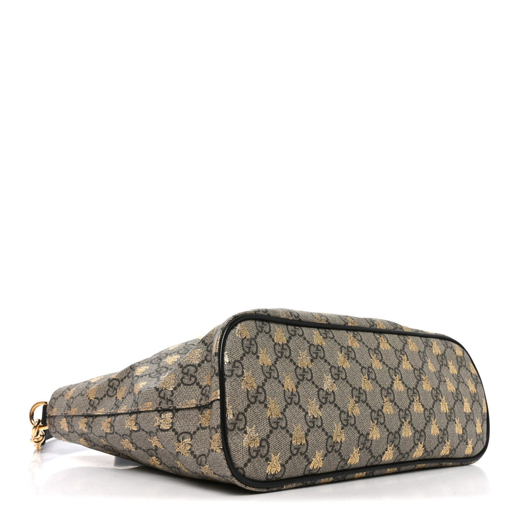 Soft GG Supreme Monogram Bees Small Crossbody Tote Beige Oro Black