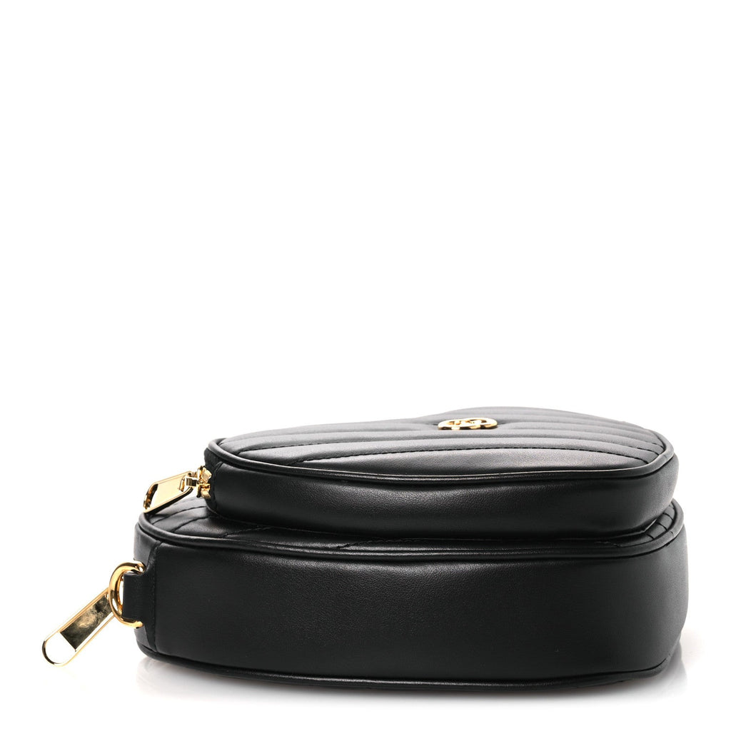 Calfskin Matelasse DDiagonal Mini Interlocking G Heart Shoulder Bag Black