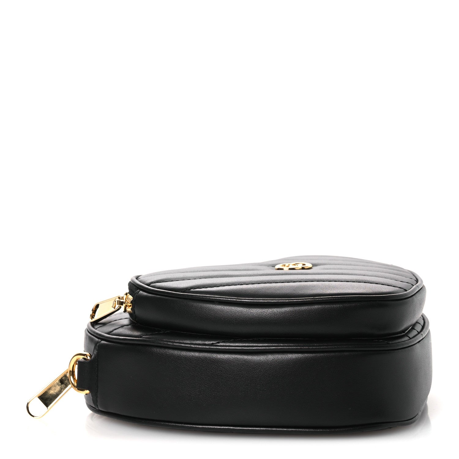 Calfskin Matelasse DDiagonal Mini Interlocking G Heart Shoulder Bag Black