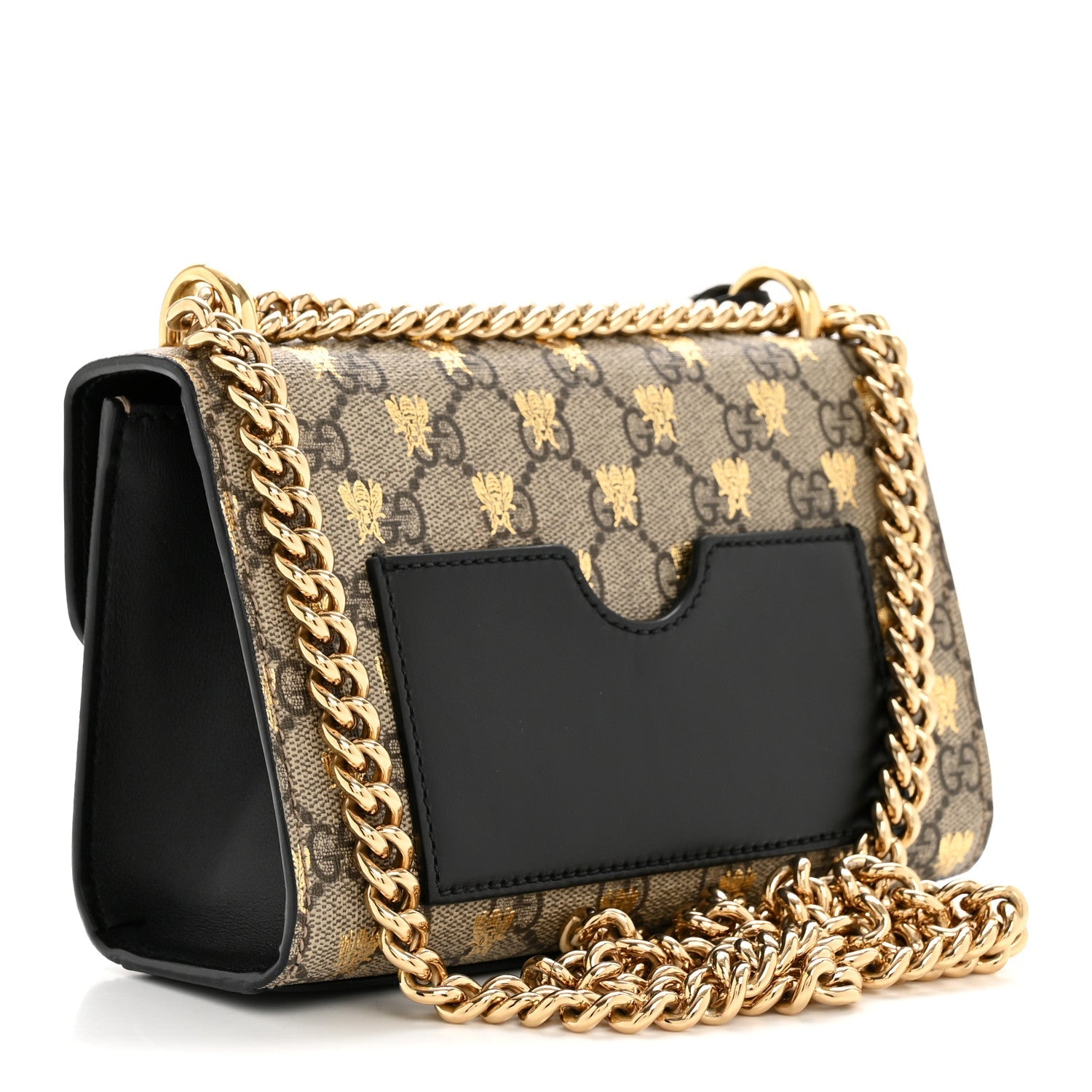 GG Supreme Monogram Bees Small Padlock Shoulder Bag Black