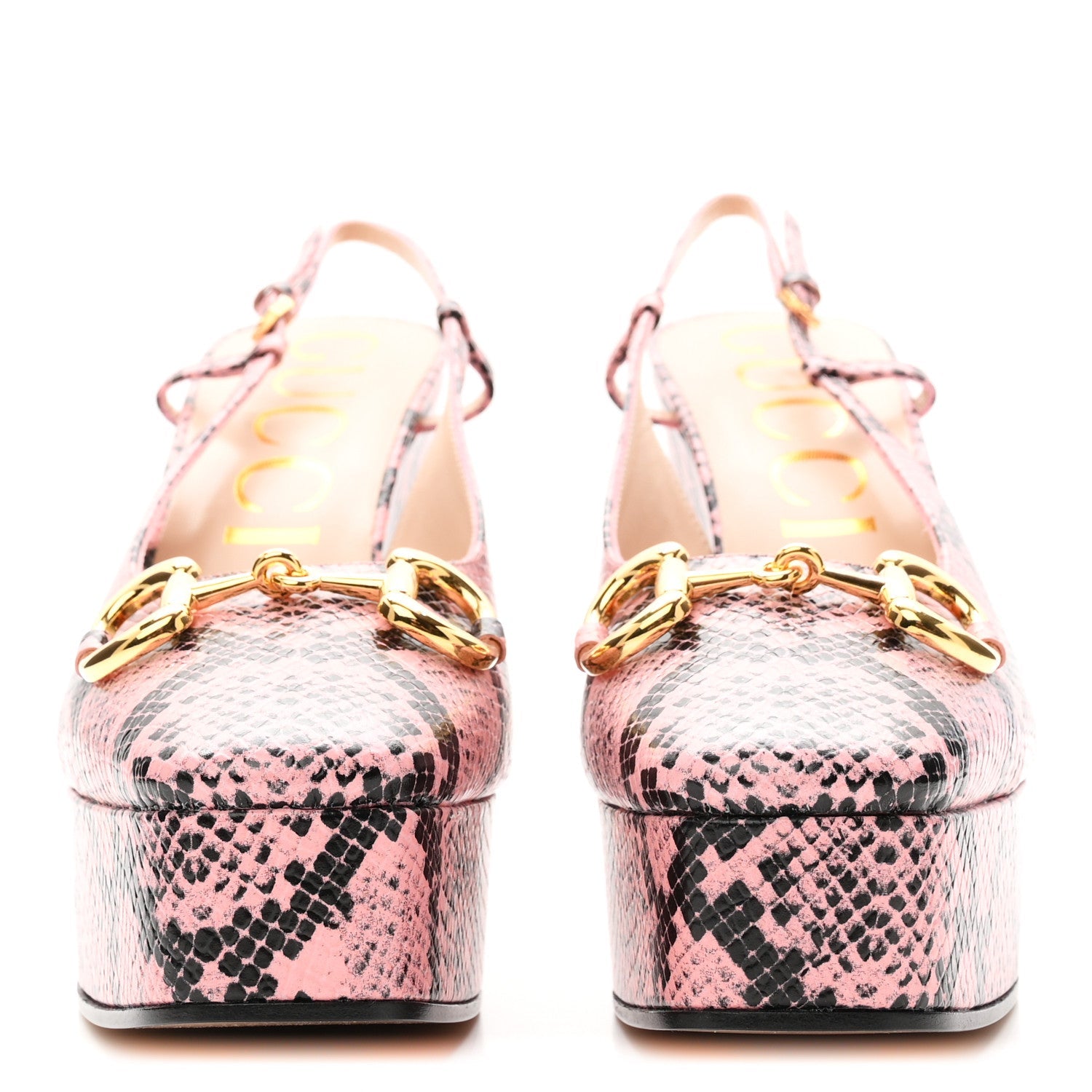 Calfskin Python Print Horsebit Platform 35/120mm Slingback Pumps 41 Wild Rose