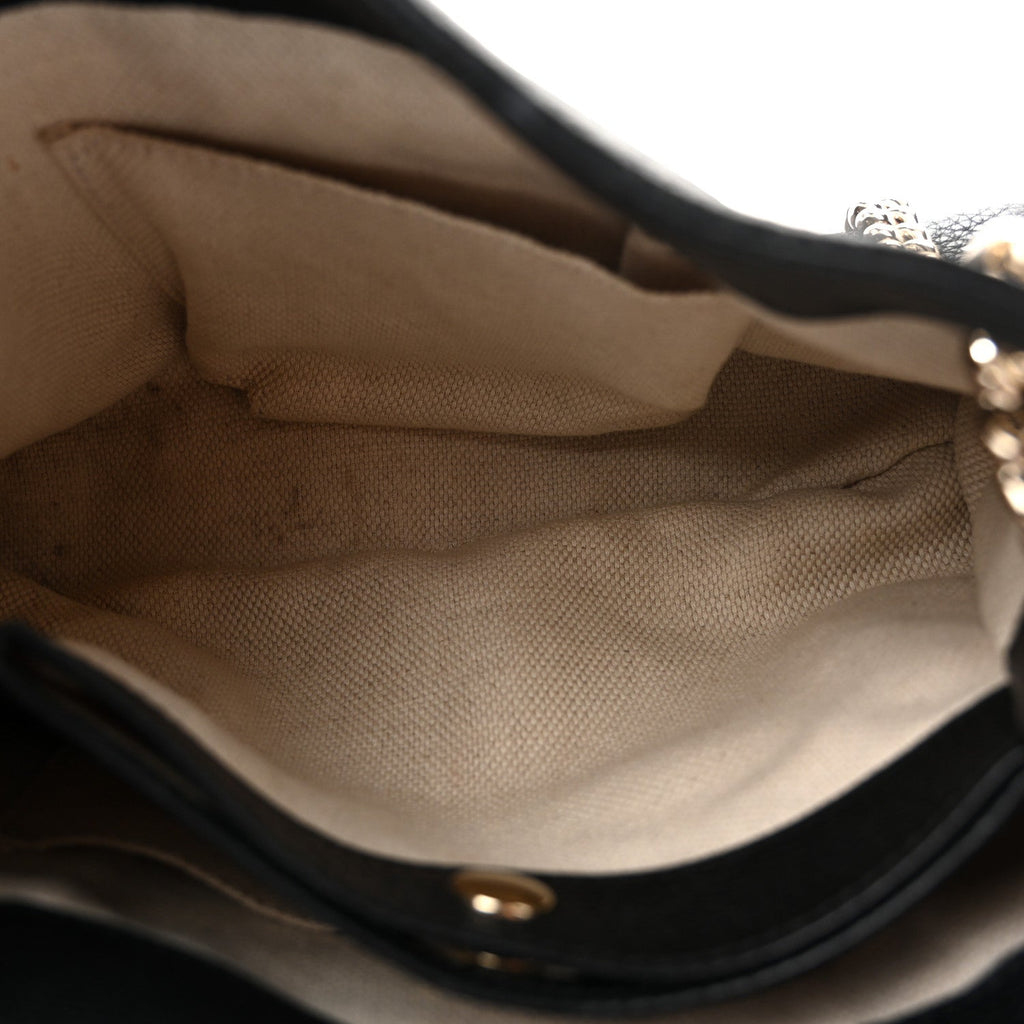Pebbled Calfskin Small Soho Chain Shoulder Bag Black
