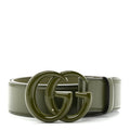 Azalea Calfskin Enamel Monochrome Double G 40mm Belt 75 30 Military Wood