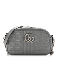Calfskin Matelasse Aria Small GG Marmont Chain Shoulder Bag Deep Grey