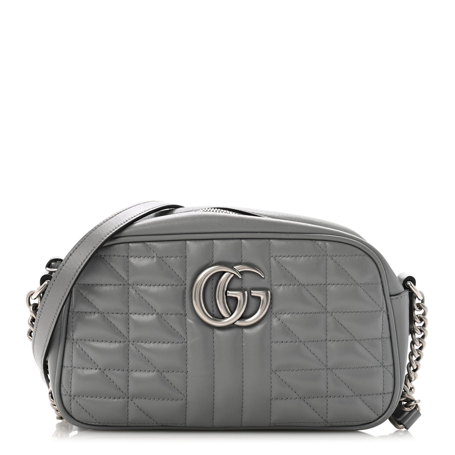 Calfskin Matelasse Aria Small GG Marmont Chain Shoulder Bag Deep Grey