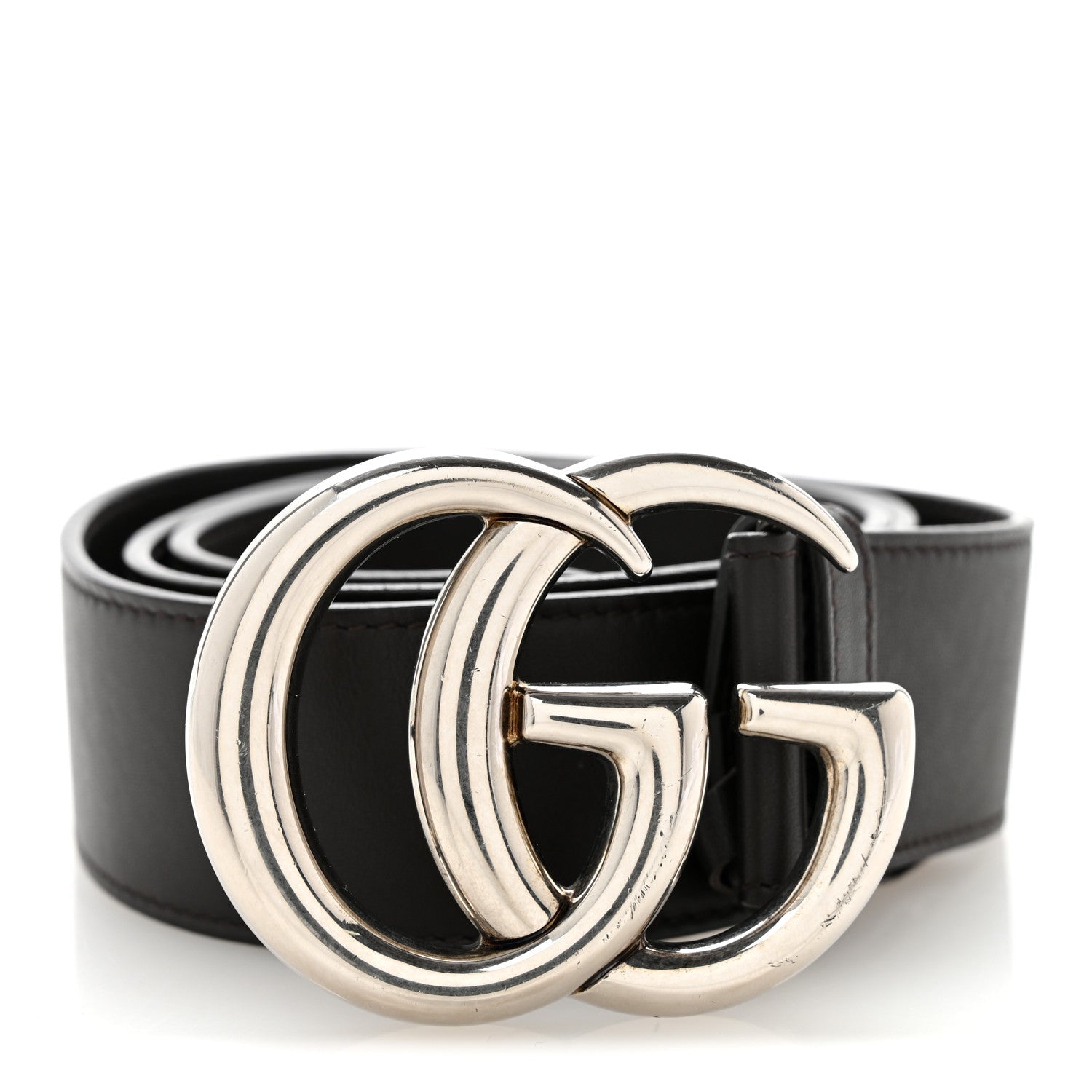 Moon Calfskin Nickel Double G 40mm Belt 85 34 Dark Cocoa