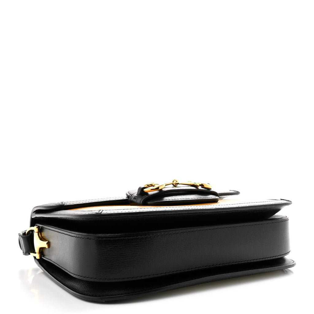 Azalea Calfskin Tri-Color Horsebit 1955 Shoulder Bag Mystic White Sun Oil Black