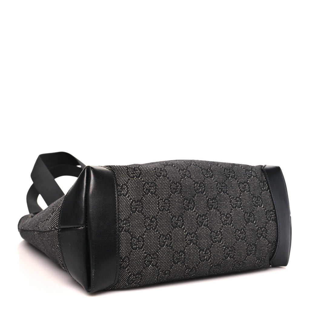 Denim Monogram Tote Bag Black