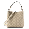 GG Supreme Monogram Emblem Small Shoulder Bag Beige White