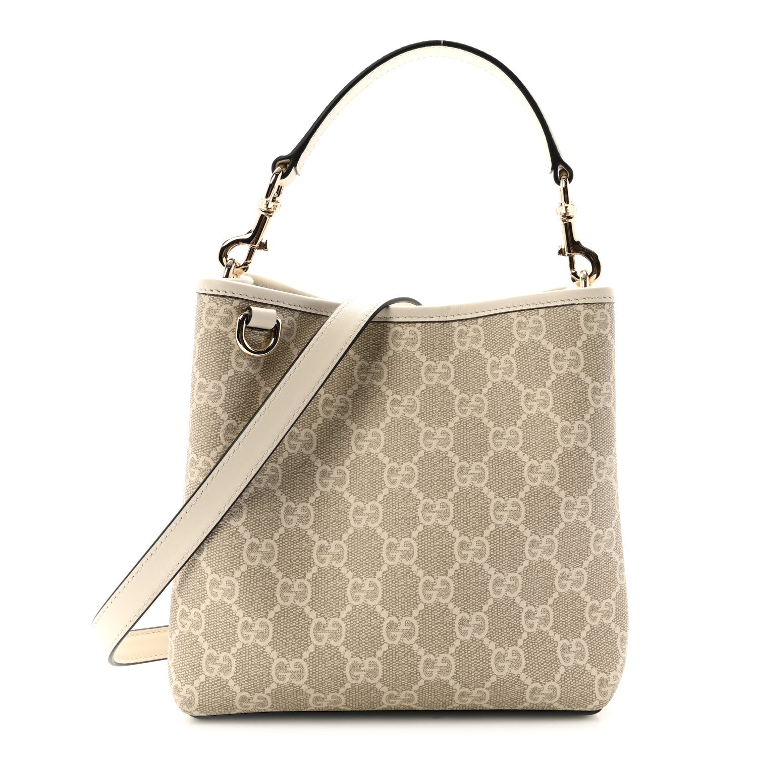 GG Supreme Monogram Emblem Small Shoulder Bag Beige White