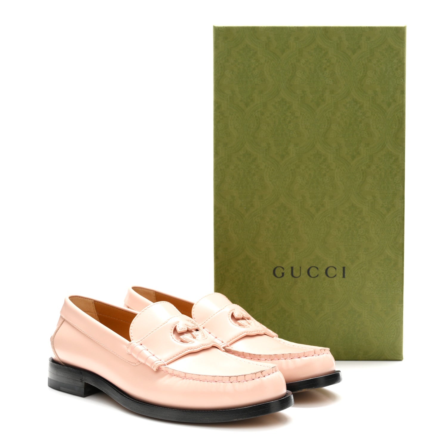 Millennial Ribot Cut Out Interlocking G Loafers 39.5 Perfect Pink