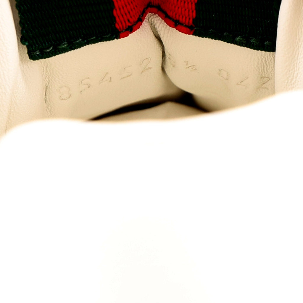 Calfskin Suede GG Monogram Re-Web Womens Sneakers 38.5 White Beige Ebony