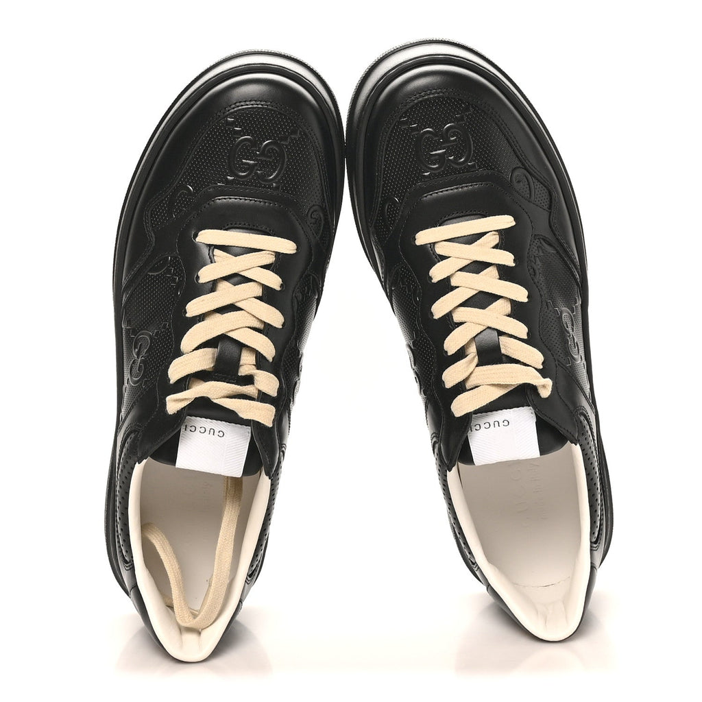 Calfskin GG Tennis Embossed Perforated Mens Interlocking G 55mm Sneakers 11.5 Black