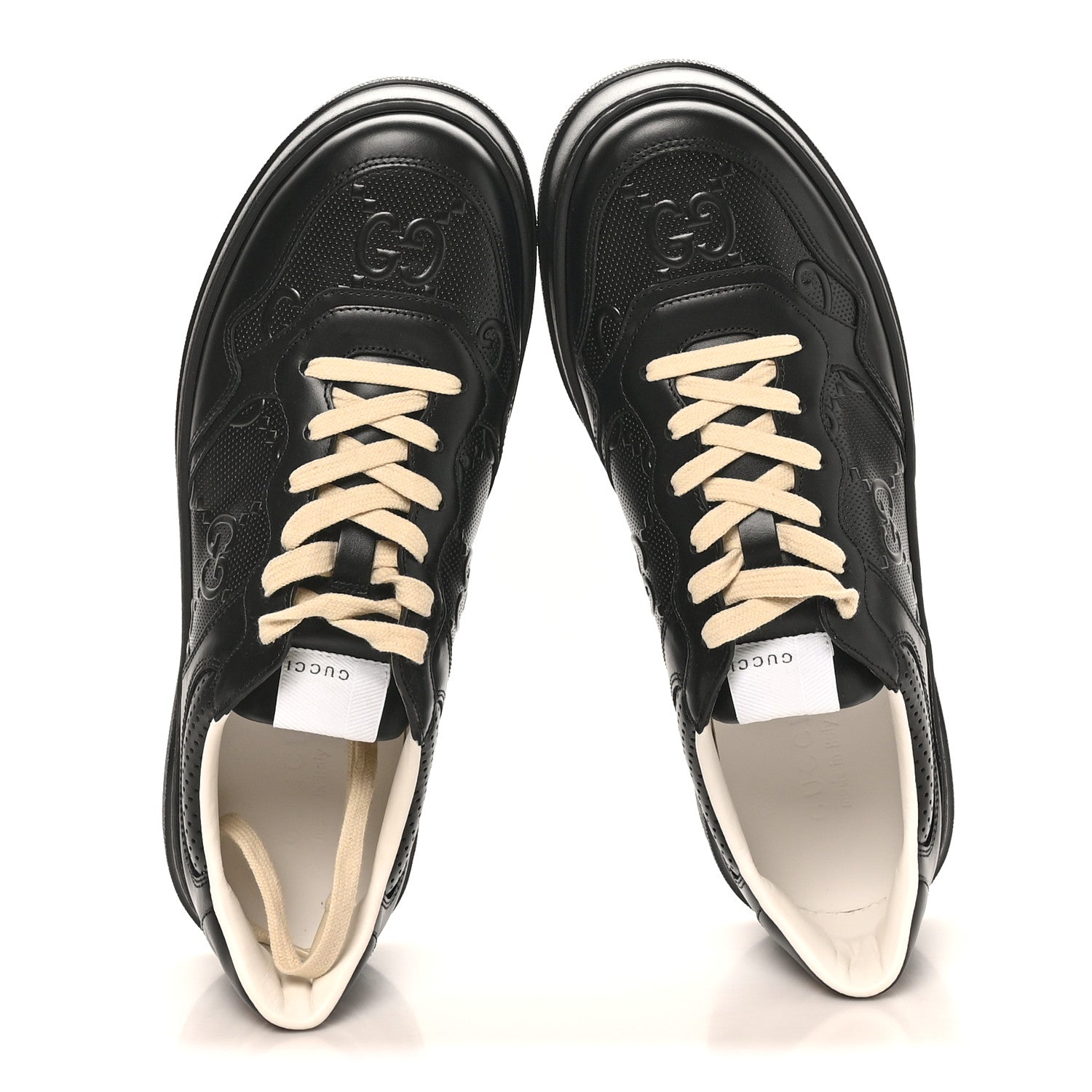 Calfskin GG Tennis Embossed Perforated Mens Interlocking G 55mm Sneakers 11.5 Black