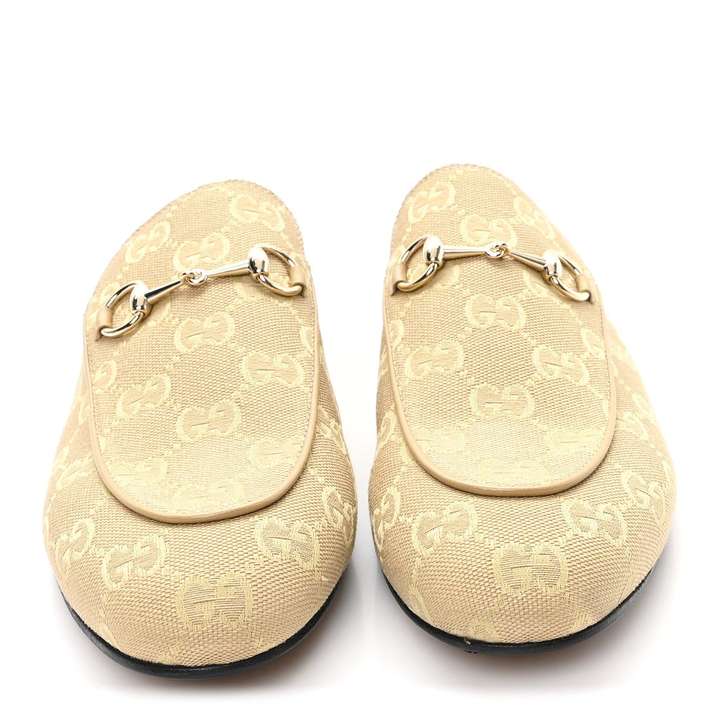 Canvas GG Monogram Womens Princetown Slippers 40 Egypt Salt