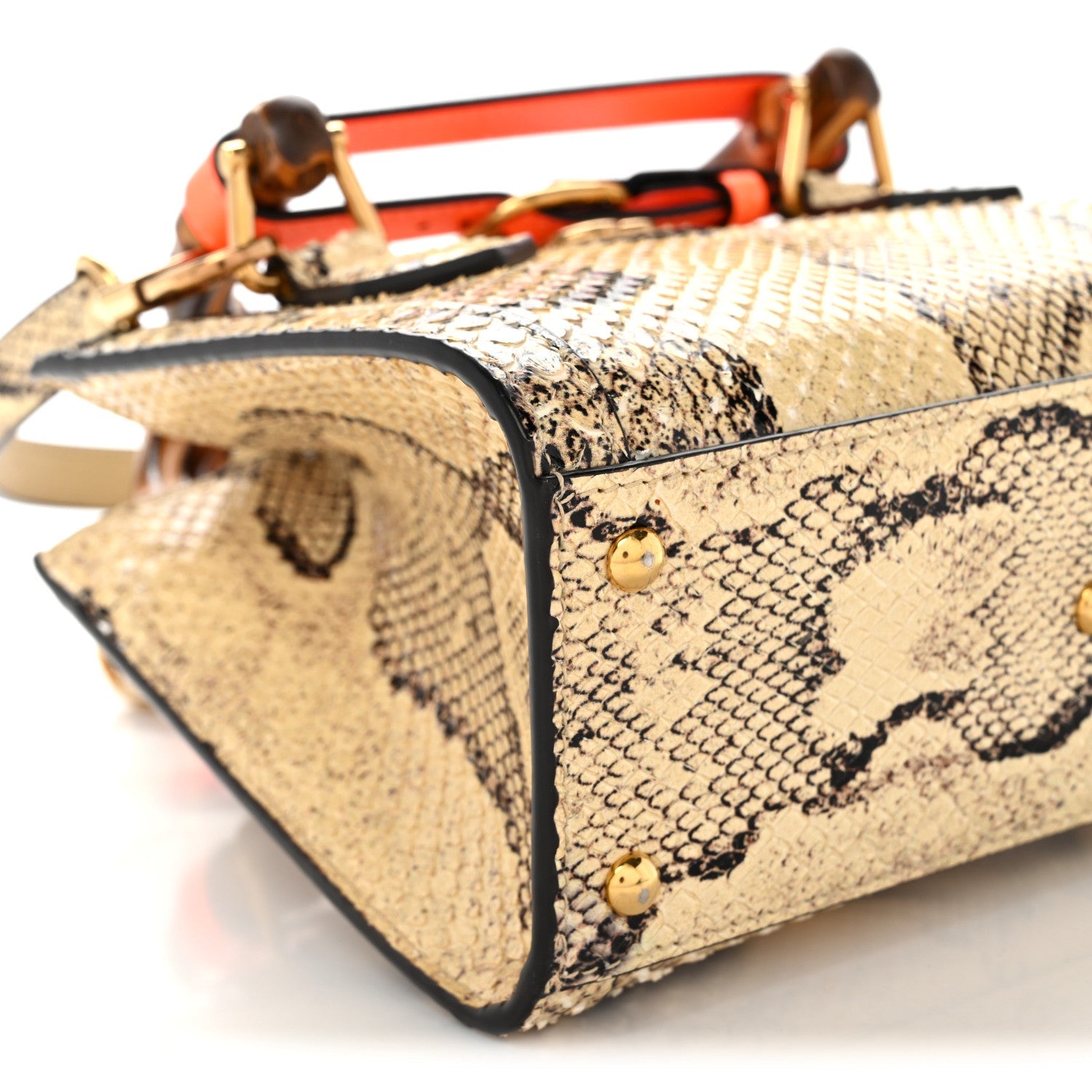 Snakeskin Mini Diana Tote Bag Beige