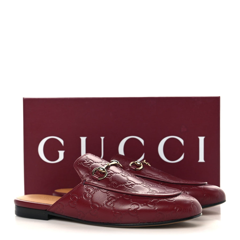 Glamour Calfskin Guccissima Womens Princetown Slippers 39 Rosso Ancora