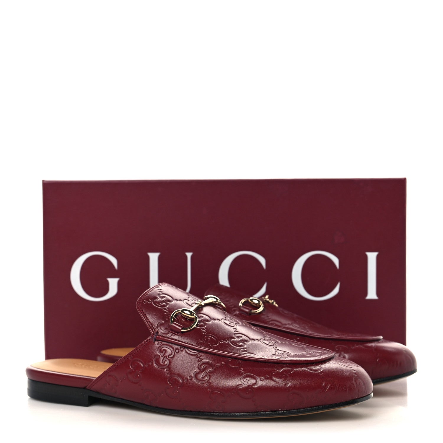 Glamour Calfskin Guccissima Womens Princetown Slippers 39 Rosso Ancora