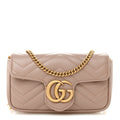 Calfskin Matelasse Super Mini GG Marmont Shoulder Bag Porcelain Rose