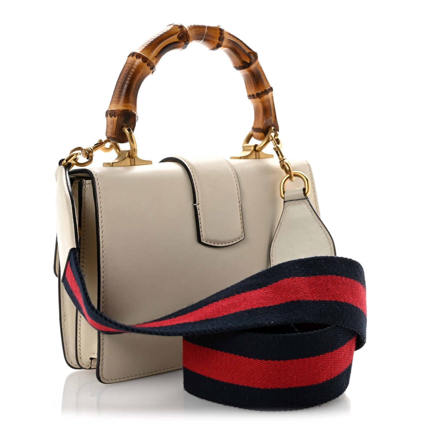 Calfskin Bamboo Web Mini Dionysus Top Handle Bag White Blue Hibiscus Red