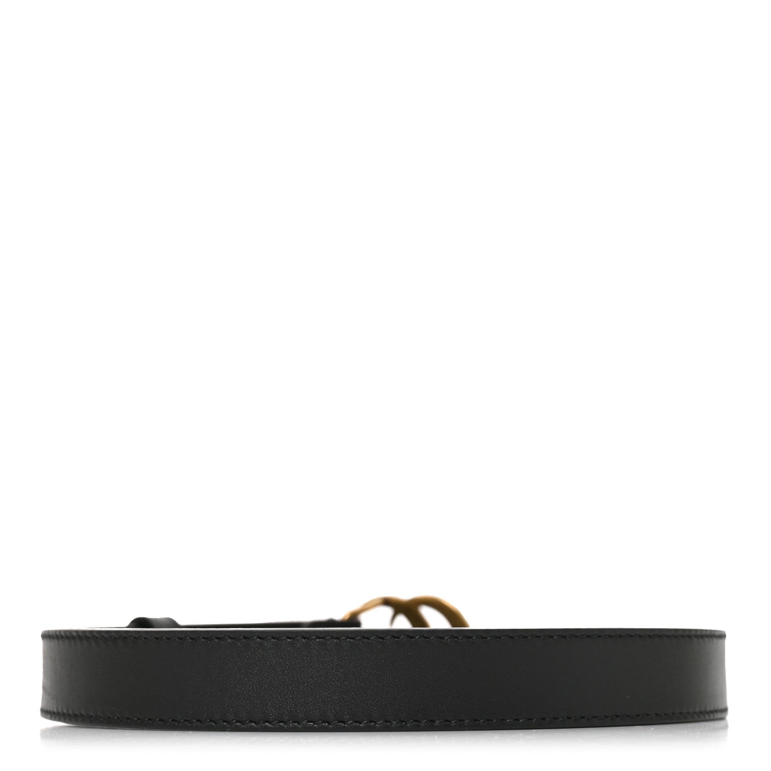Moon Calfskin Pearl Double G 20mm Belt 85 34 Black Cream