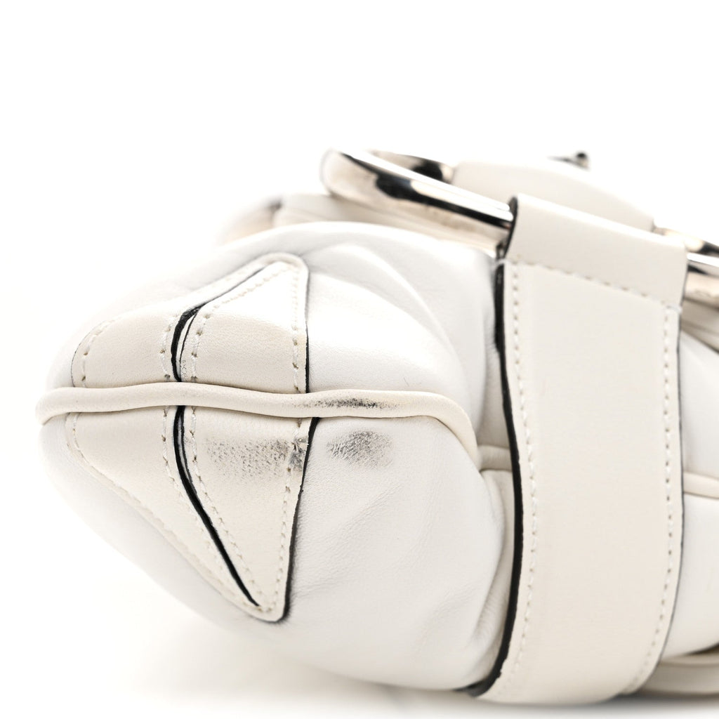 Nappa Vertical Matelasse Medium Maxi Horsebit Chain Shoulder Bag Mystic White