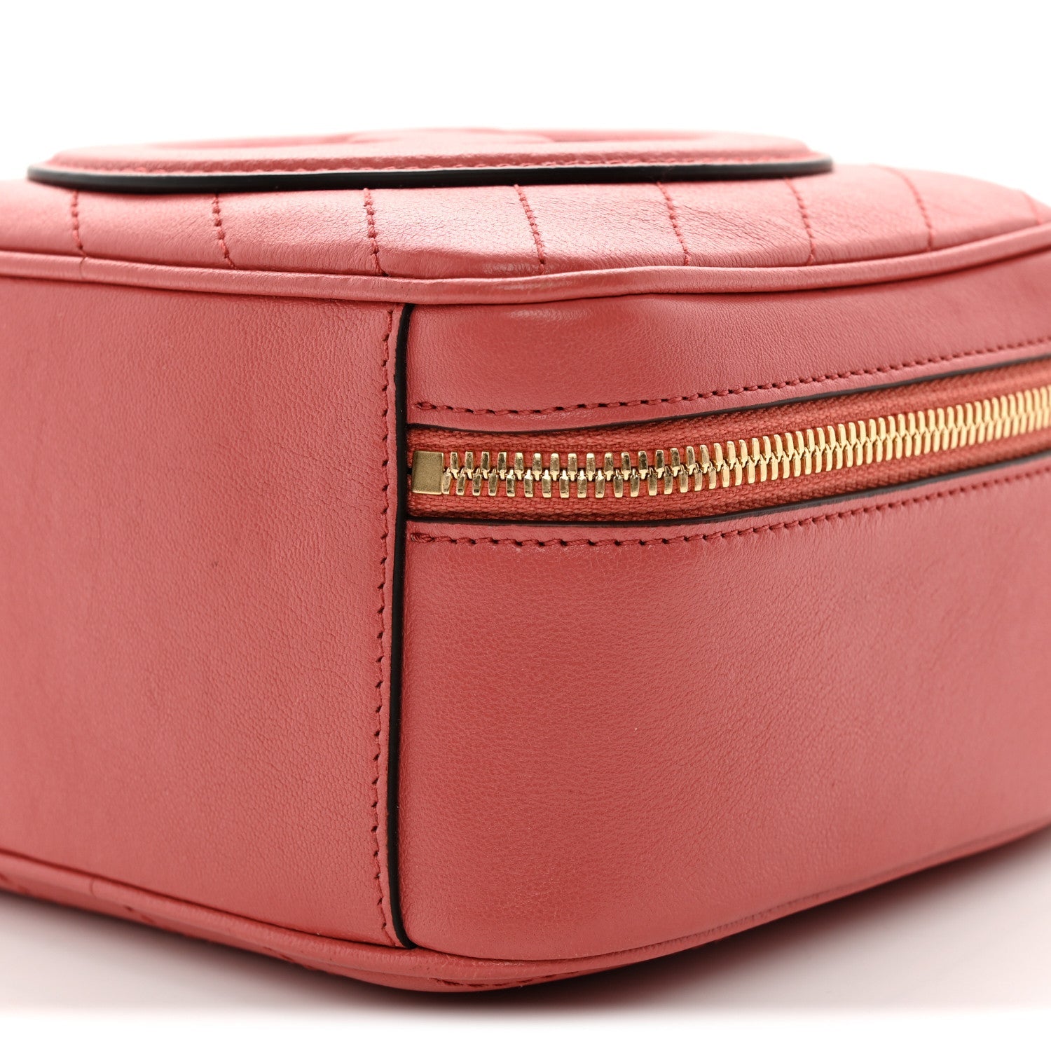 Sakai Be Green Calfskin Diagonal Stitched Blondie Top Handle Bag Pink