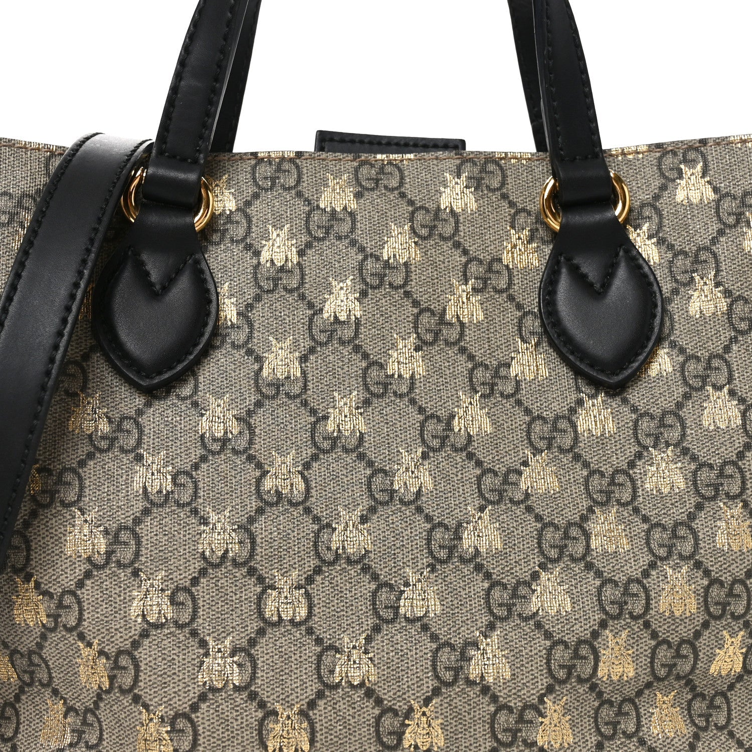 Soft GG Supreme Monogram Bees Small Crossbody Tote Beige Oro Black