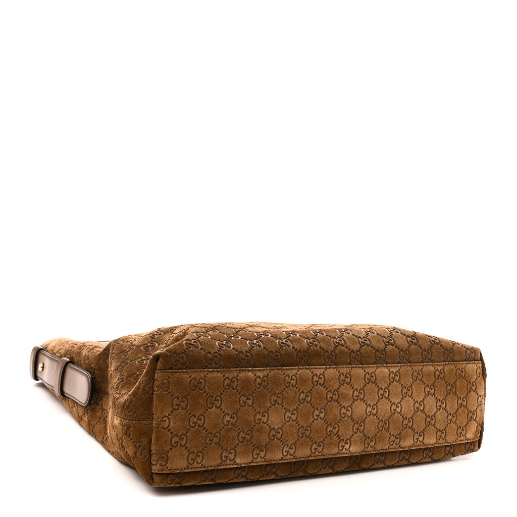 Suede Monogram Large Beatrix Tote Brown