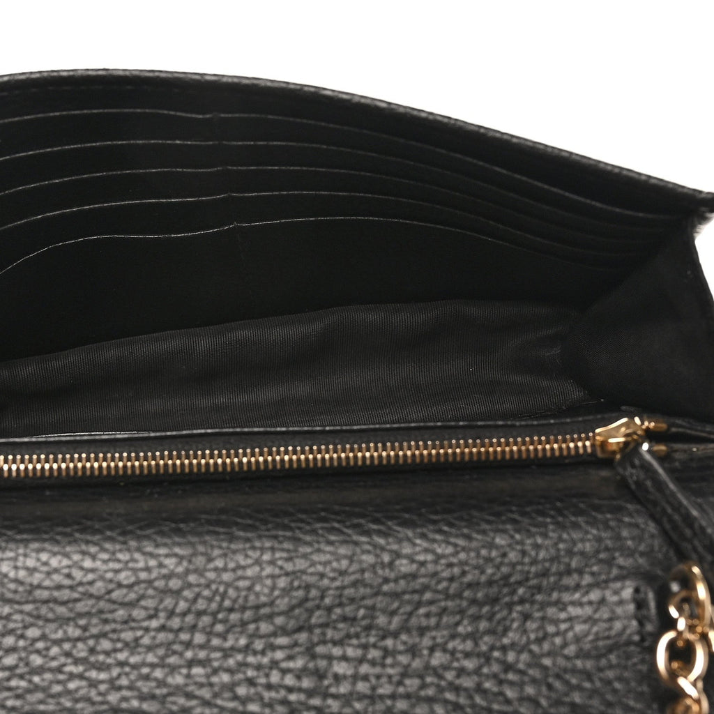 Dollar Calfskin Interlocking G Chain Wallet Black