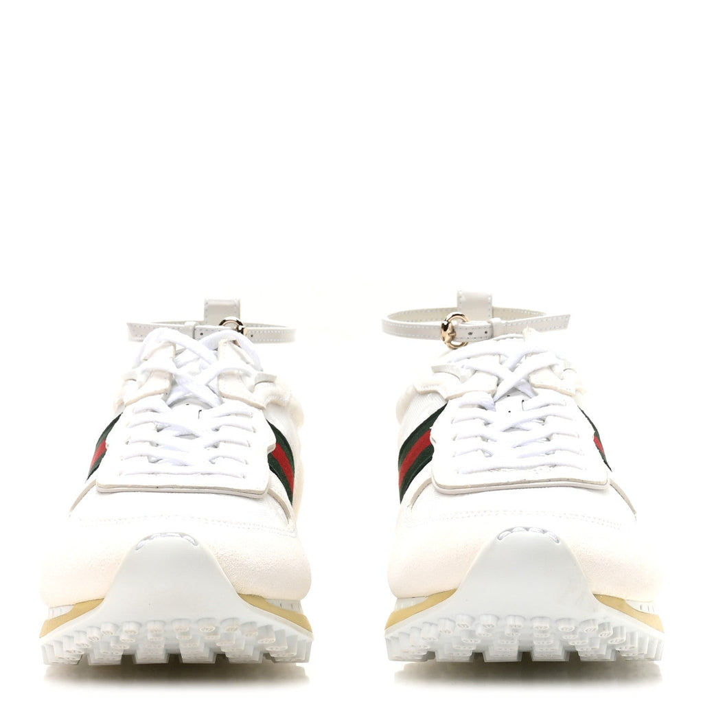 GG Suede Monogram Web Re-Motion Sneakers 37.5 White
