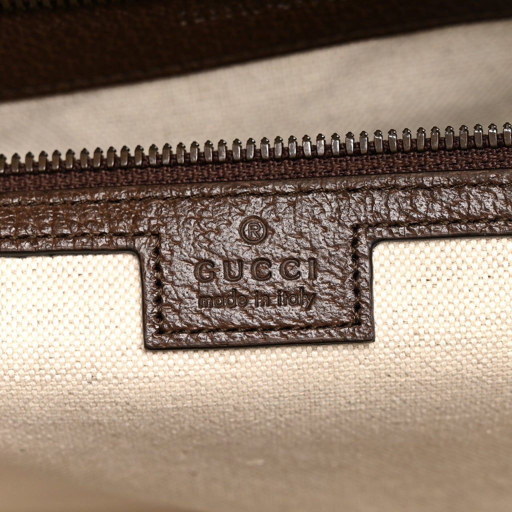 GG Supreme Monogram Textured Dollar Calfskin Web Large Savoy Bowling Bag Beige Ebony New Acero