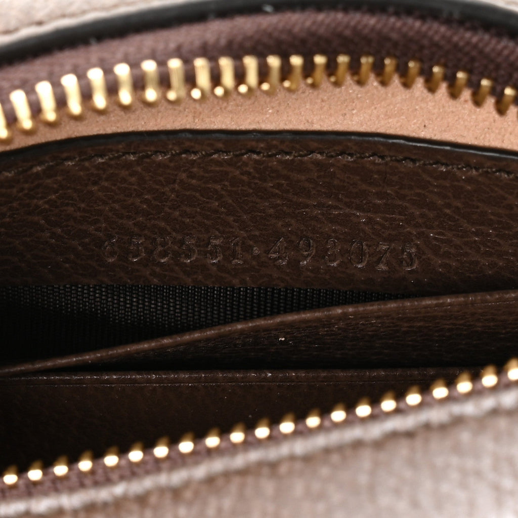 GG Supreme Monogram Textured Calfskin Web Mini Ophidia Half Moon Hobo Beige Ebony New Acero