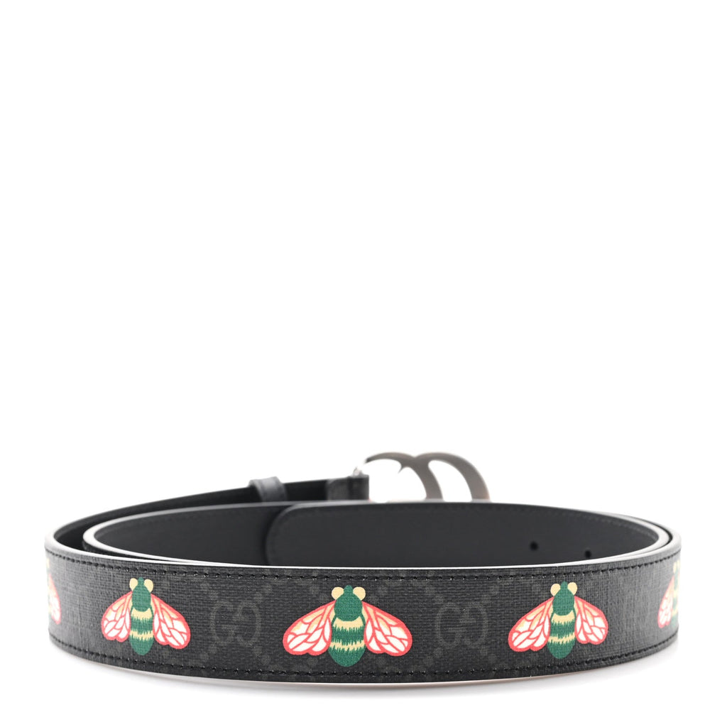 GG Supreme Monogram Bee Multicolor Appia Calfskin 30mm Belt 105 42 Black