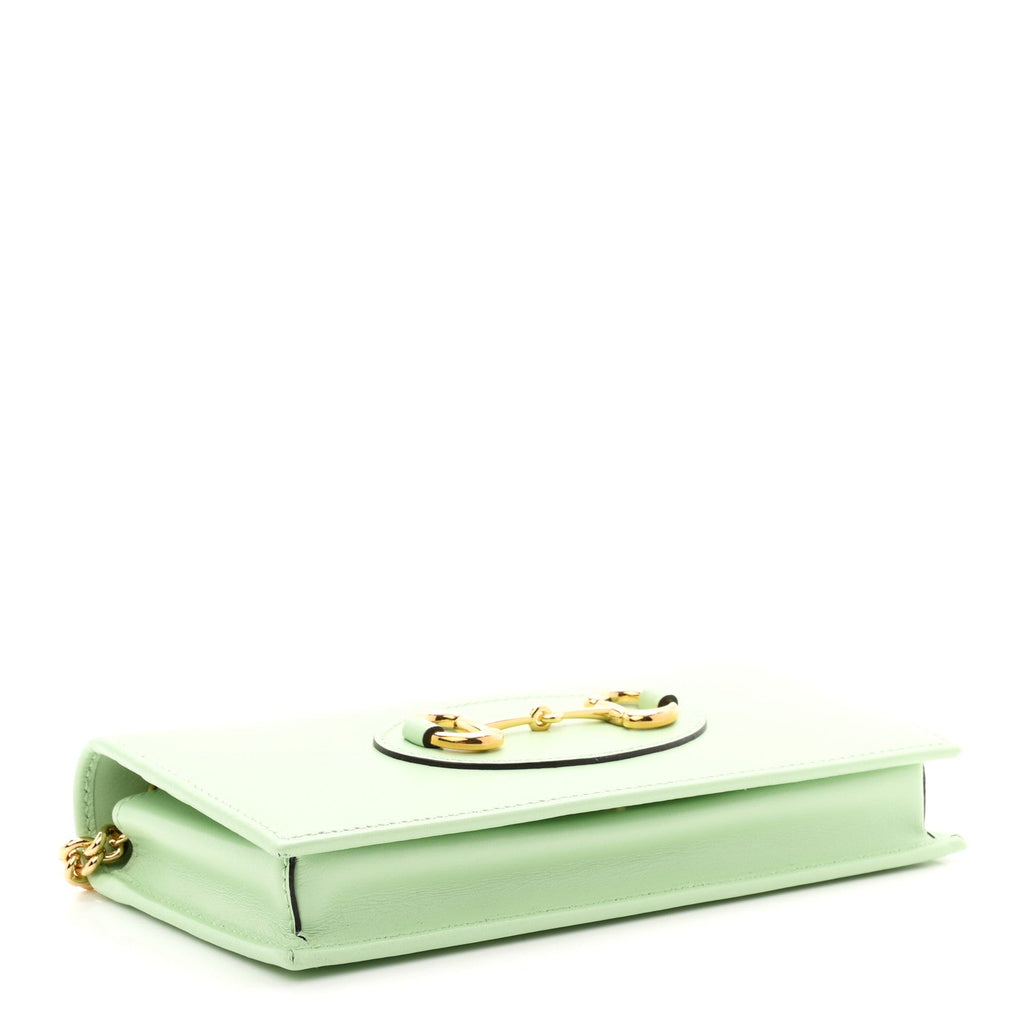 Boarded Plutone Calfskin Horsebit 1955 Wallet On Chain Green