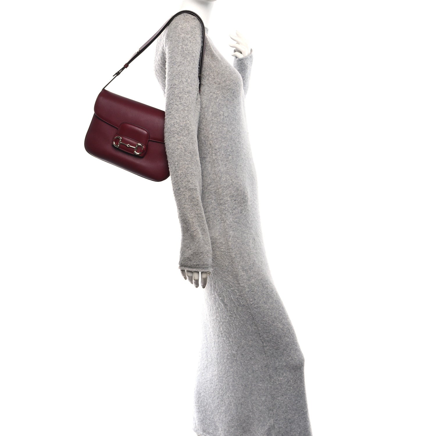 Arabella Calfskin Horsebit 1955 Soft Small Shoulder Bag Rosso Ancora