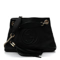 Pebbled Calfskin Small Soho Chain Shoulder Bag Black