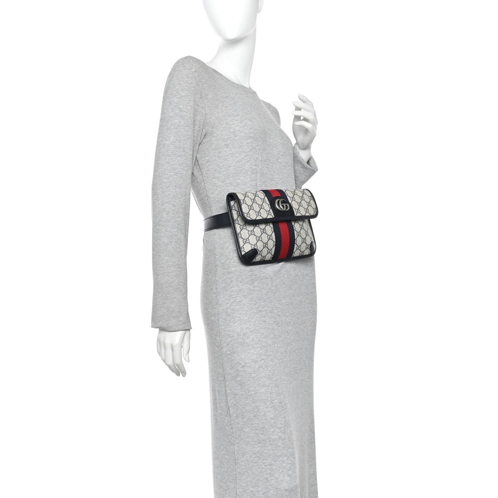 GG Supreme Monogram Web Small Ophidia Belt Bag 90 36 Beige Navy